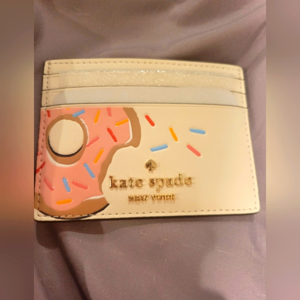 Kate Spade Cream and Pink Donut Card Holder
